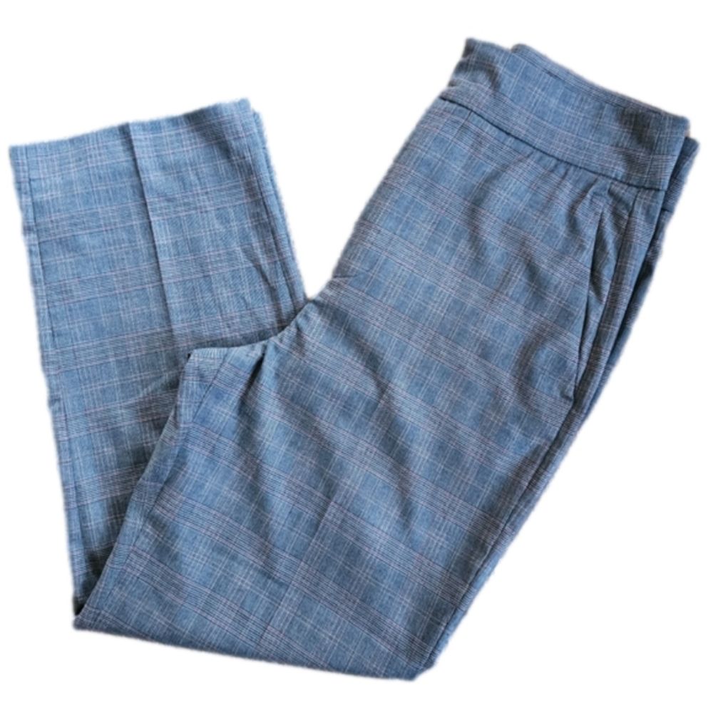 Zara Gray & Red Plaid Wide Leg Trousers Pants-Size Medium - Picture 4 of 4